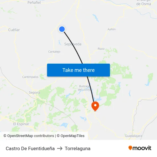 Castro De Fuentidueña to Torrelaguna map