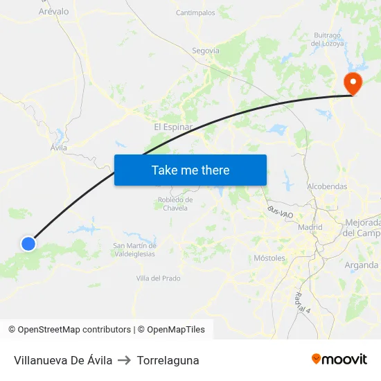 Villanueva De Ávila to Torrelaguna map