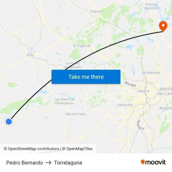 Pedro Bernardo to Torrelaguna map