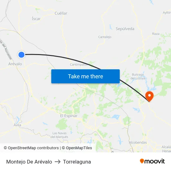 Montejo De Arévalo to Torrelaguna map