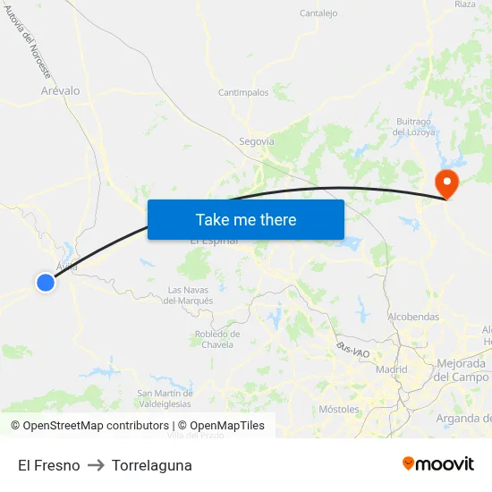 El Fresno to Torrelaguna map