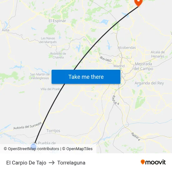 El Carpio De Tajo to Torrelaguna map