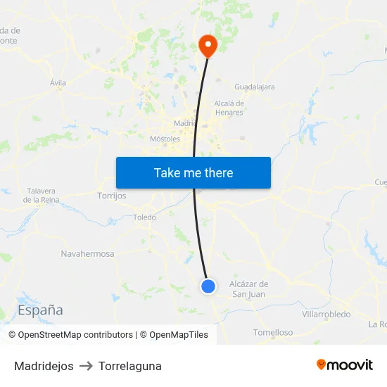 Madridejos to Torrelaguna map