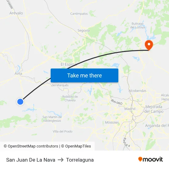San Juan De La Nava to Torrelaguna map