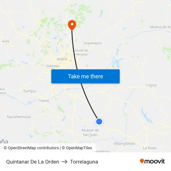 Quintanar De La Orden to Torrelaguna map