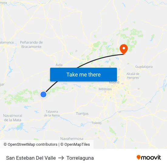 San Esteban Del Valle to Torrelaguna map