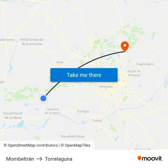Mombeltrán to Torrelaguna map