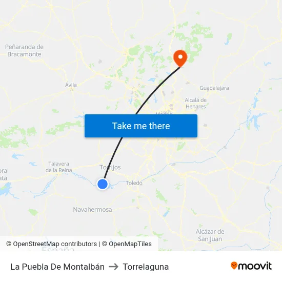 La Puebla De Montalbán to Torrelaguna map