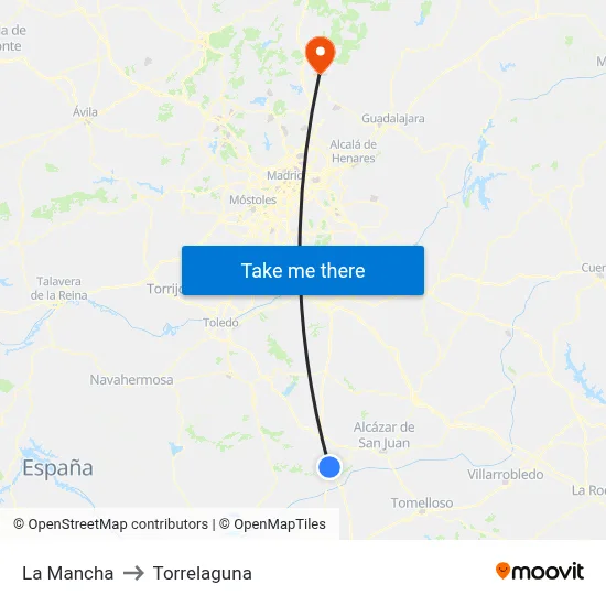 La Mancha to Torrelaguna map