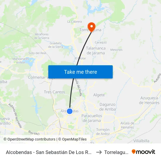 Alcobendas - San Sebastián De Los Reyes to Torrelaguna map