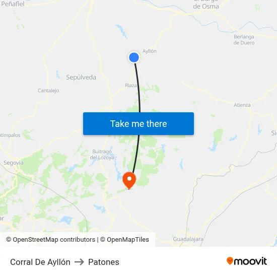 Corral De Ayllón to Patones map