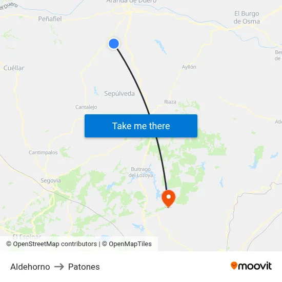 Aldehorno to Patones map