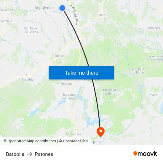 Barbolla to Patones map
