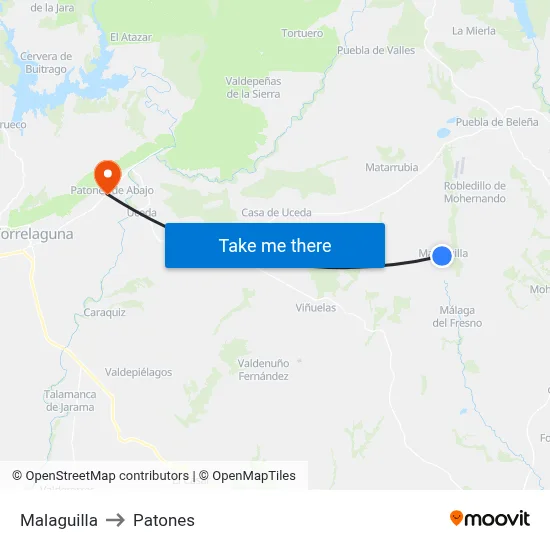 Malaguilla to Patones map