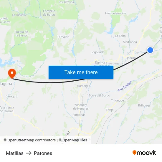 Matillas to Patones map