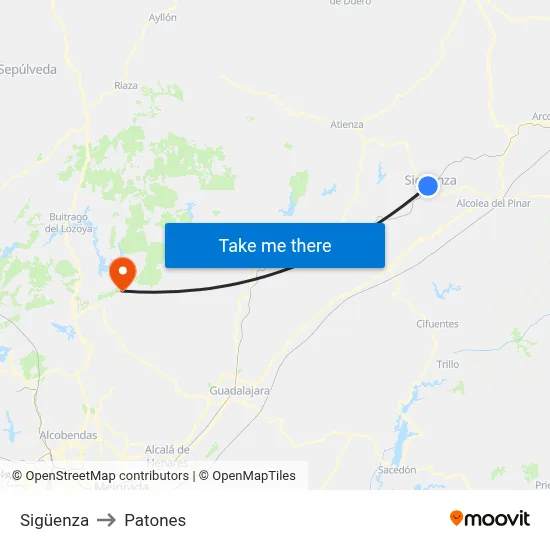 Sigüenza to Patones map