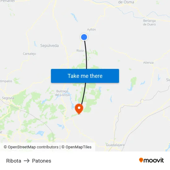 Ribota to Patones map