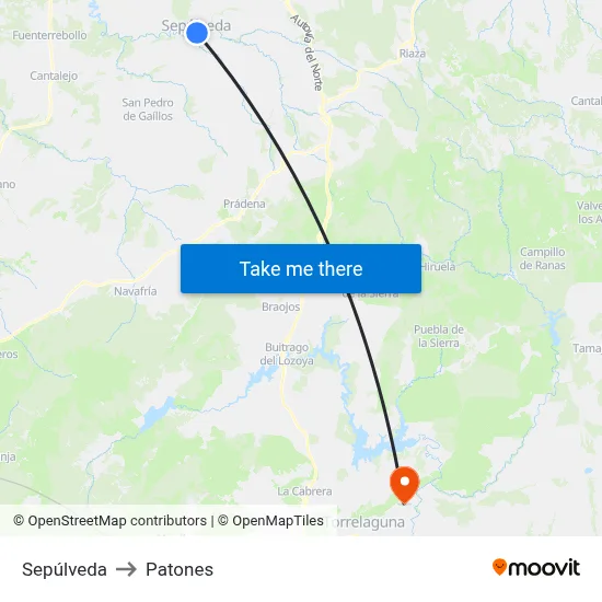 Sepúlveda to Patones map