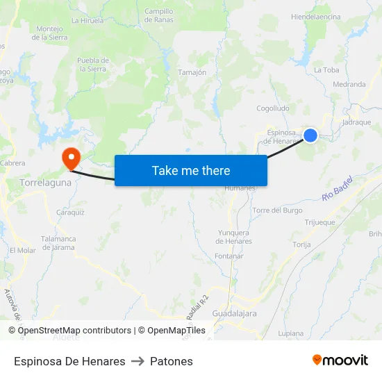 Espinosa De Henares to Patones map