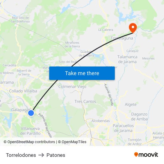 Torrelodones to Patones map