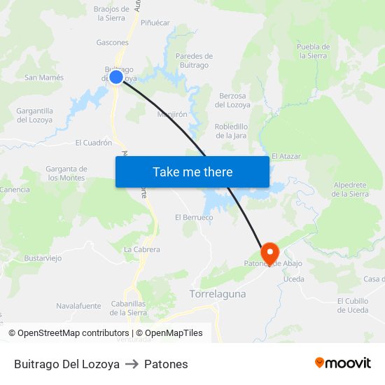 Buitrago Del Lozoya to Patones map