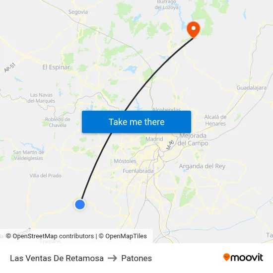 Las Ventas De Retamosa to Patones map