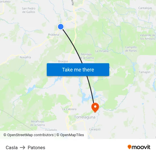 Casla to Patones map