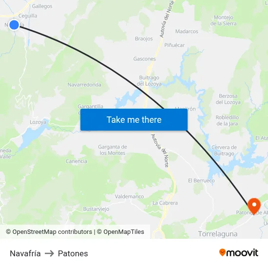 Navafría to Patones map