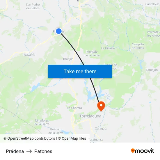 Prádena to Patones map
