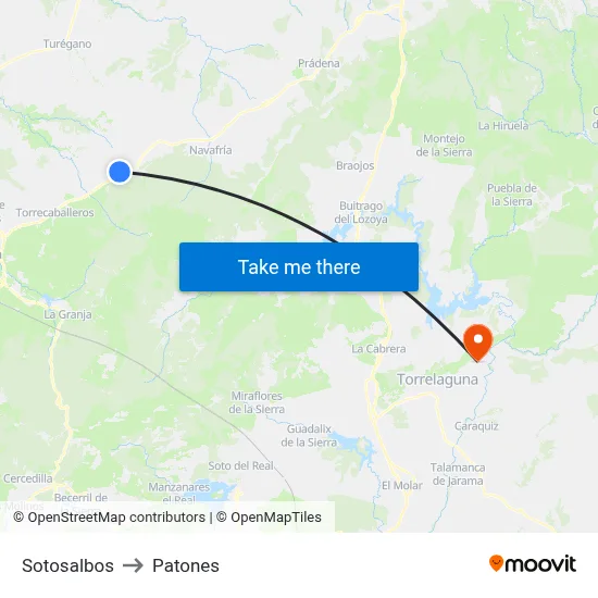 Sotosalbos to Patones map