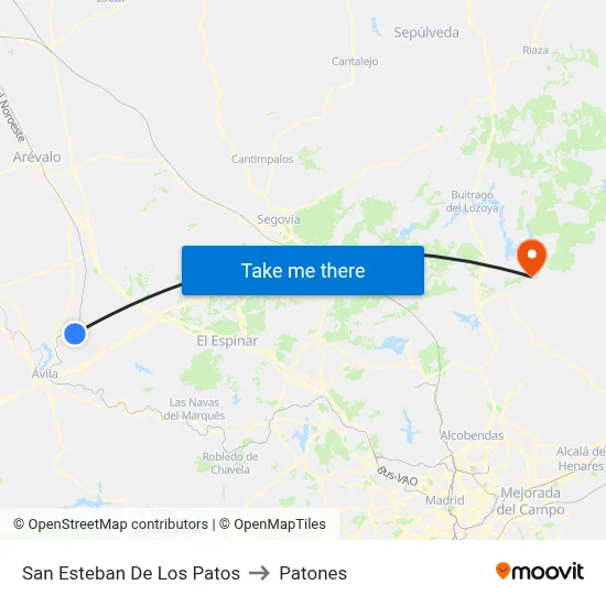 San Esteban De Los Patos to Patones map