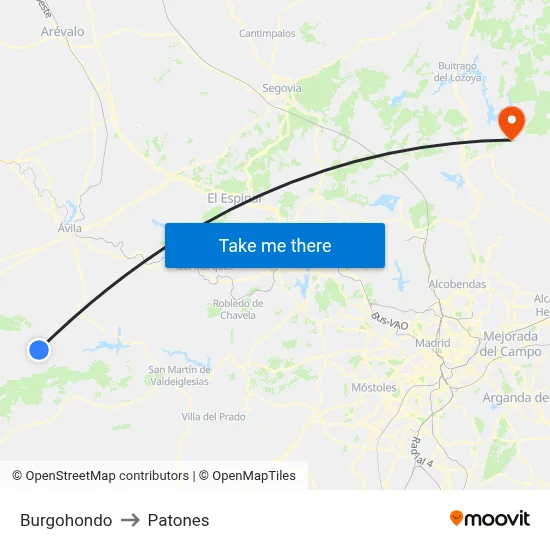 Burgohondo to Patones map