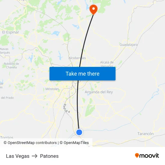 Las Vegas to Patones map