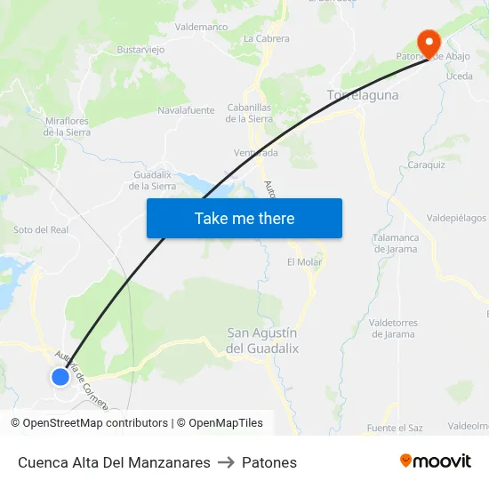 Cuenca Alta Del Manzanares to Patones map