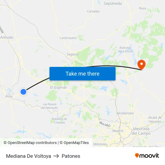 Mediana De Voltoya to Patones map