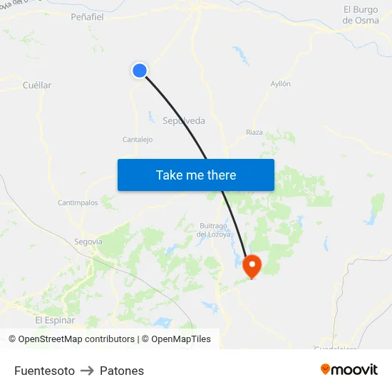 Fuentesoto to Patones map