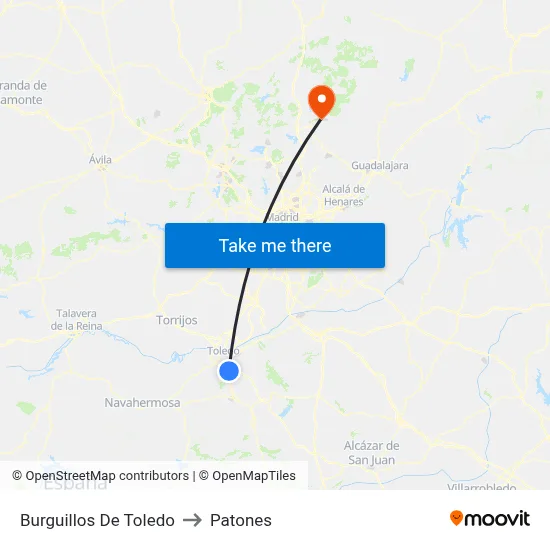 Burguillos De Toledo to Patones map