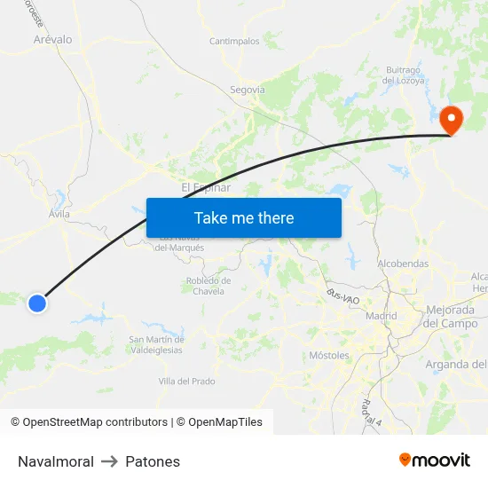 Navalmoral to Patones map