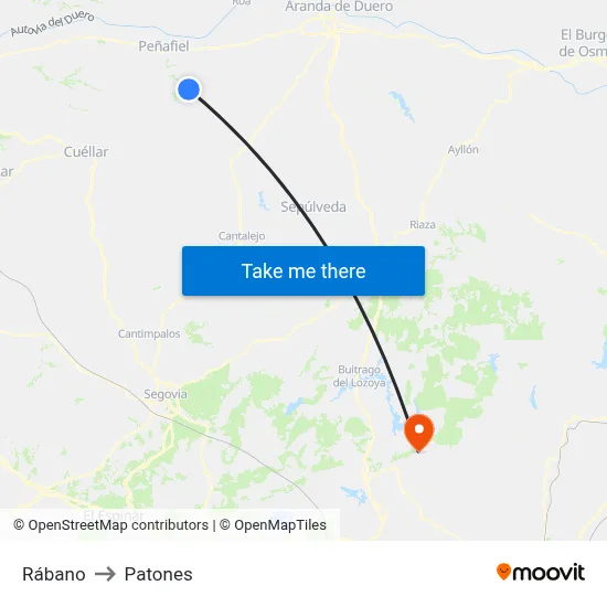 Rábano to Patones map