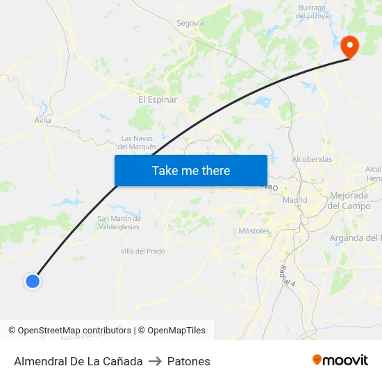 Almendral De La Cañada to Patones map