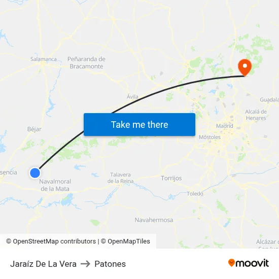 Jaraíz De La Vera to Patones map