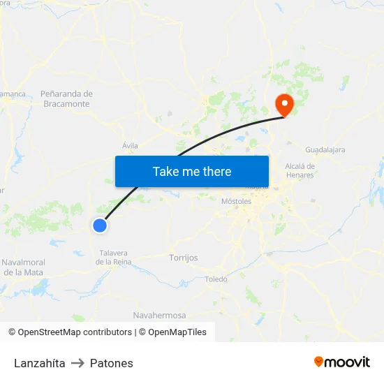 Lanzahíta to Patones map