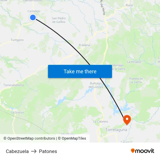 Cabezuela to Patones map