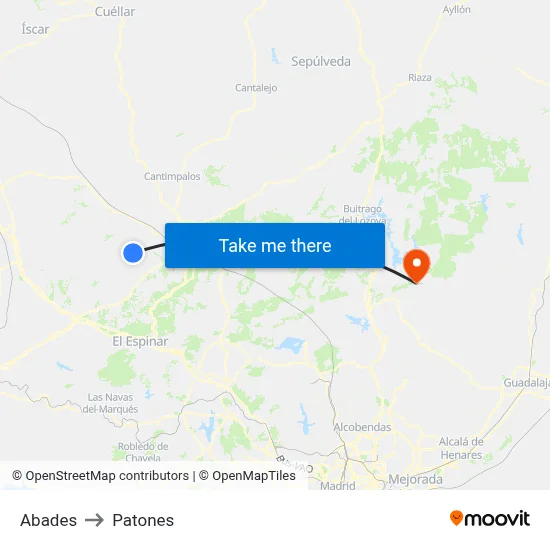Abades to Patones map