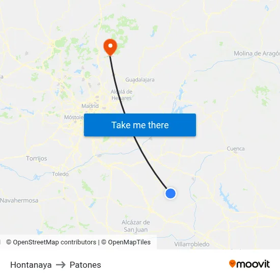 Hontanaya to Patones map