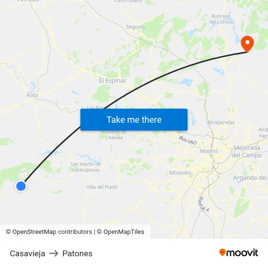 Casavieja to Patones map