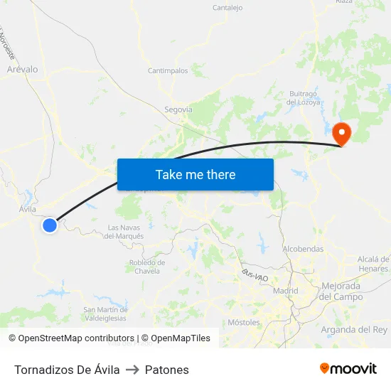 Tornadizos De Ávila to Patones map