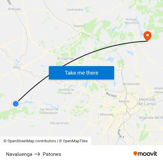 Navaluenga to Patones map