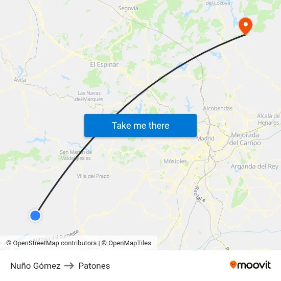 Nuño Gómez to Patones map