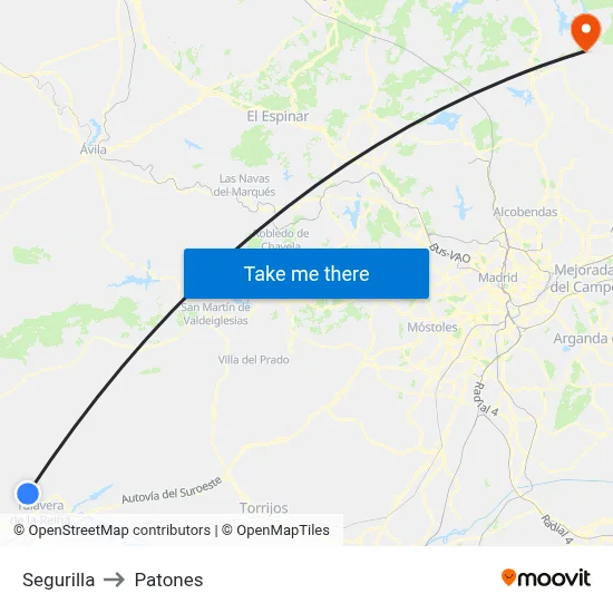 Segurilla to Patones map